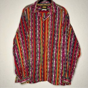 Vintage Free People Button Up XL Brown Cowboy Rainbow 90s Brushpopper Boho Beach